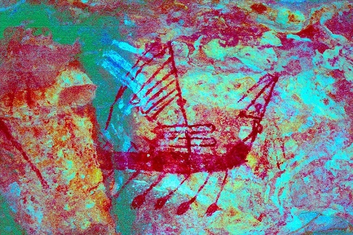 Gizemli Aborjin Resimleri, Savaş Gemilerini Gösteriyor