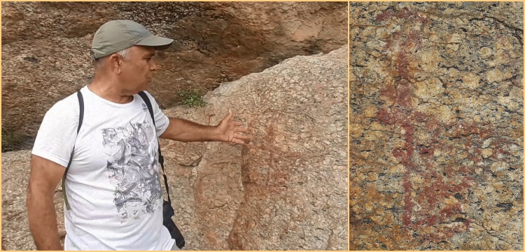 Latmos Dağları'nda kadın figürlü yeni bir kaya resmi daha tespit edildi.