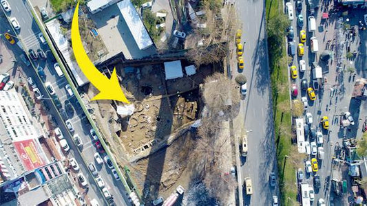Beşiktaşta metro çalışmaları sırasında bulundu! Havadan böyle görüntülendi