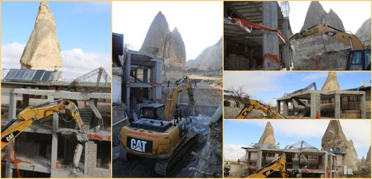 Göreme'de sit alanına yapılan otel inşaatının yıkımı tamamlandı