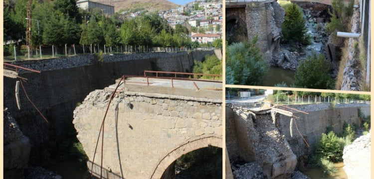Tarihi Maden Köprüsü yıkıldı