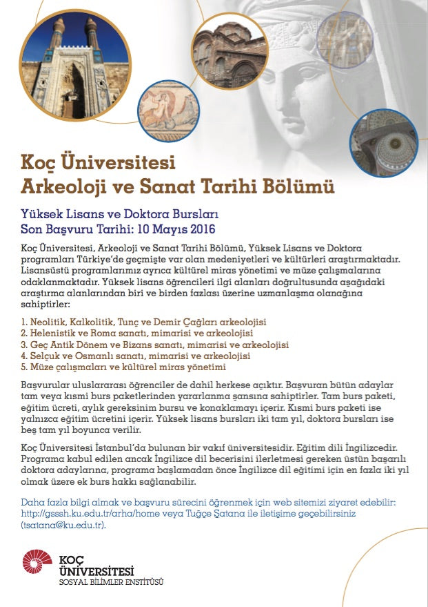 Koç Üniversitesi Arkeoloji ve Sanat Tarihi Lisansüstü Program Başvuruları
