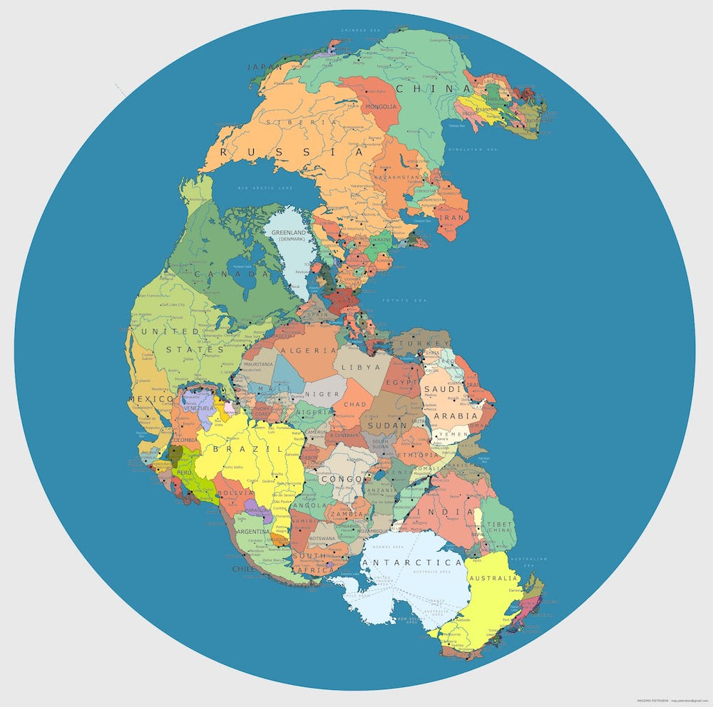 Süperkıta Pangea Günümüz Ülke Sınırlarıyla Böyle Gözükürdü