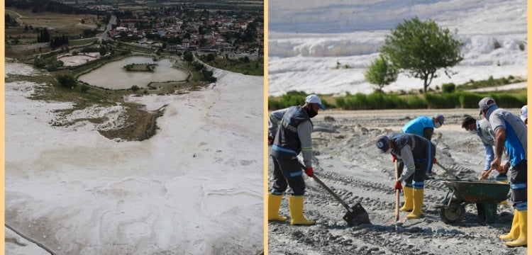Pamukkale'nin Kocaçukur'u temizleniyor