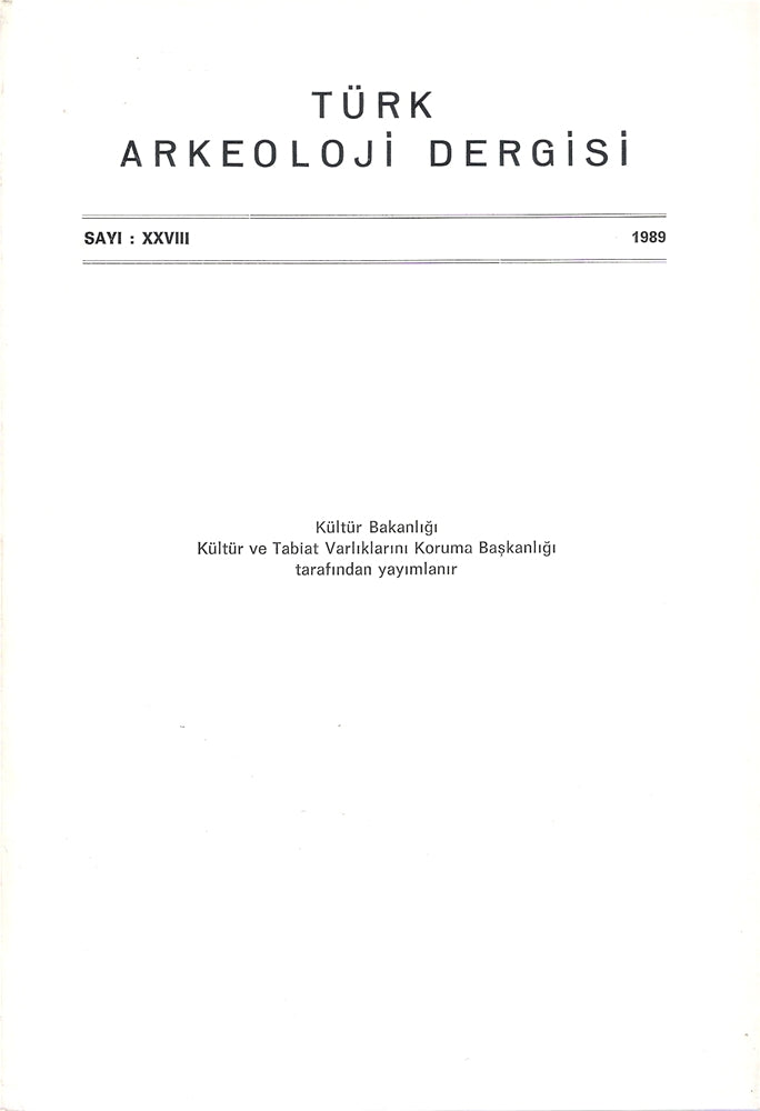 Türk Arkeolojisi Dergisi Sayı XXVIII 1989