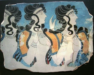 Fresk - Minos Uygarlığı - Üç kadın