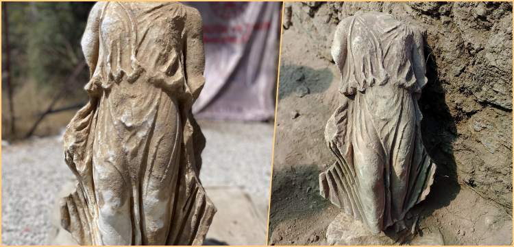 Arkeologlar Syedra Antik Kenti'nde bir zafer tanrıçası heykeli daha buldular