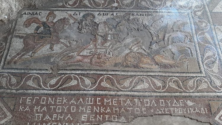Dünyada bir örneği olmayan Truva Savaşı kahramanı “Aeneas”ın mozaği bulundu