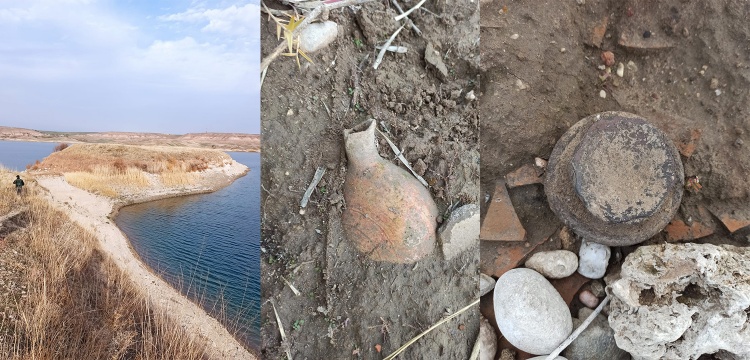 Adıyaman'da Atatürk Barajı sularının altından höyük çıktı